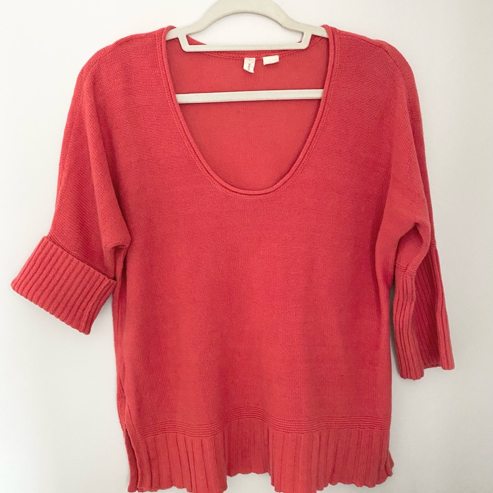 Moth 3/4 Sleeve Coral Sweater